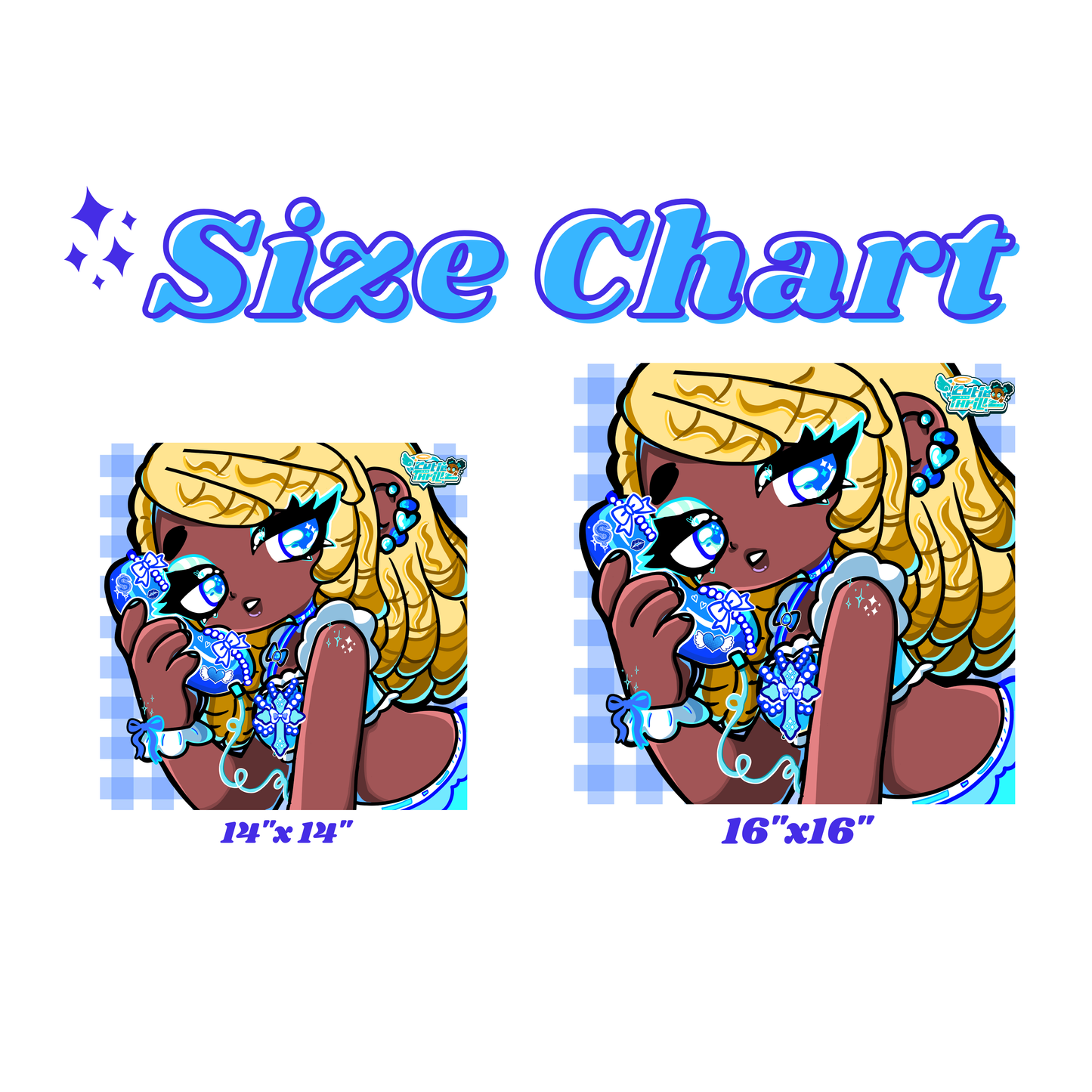 Kawaii Black Anime Girl Art Print