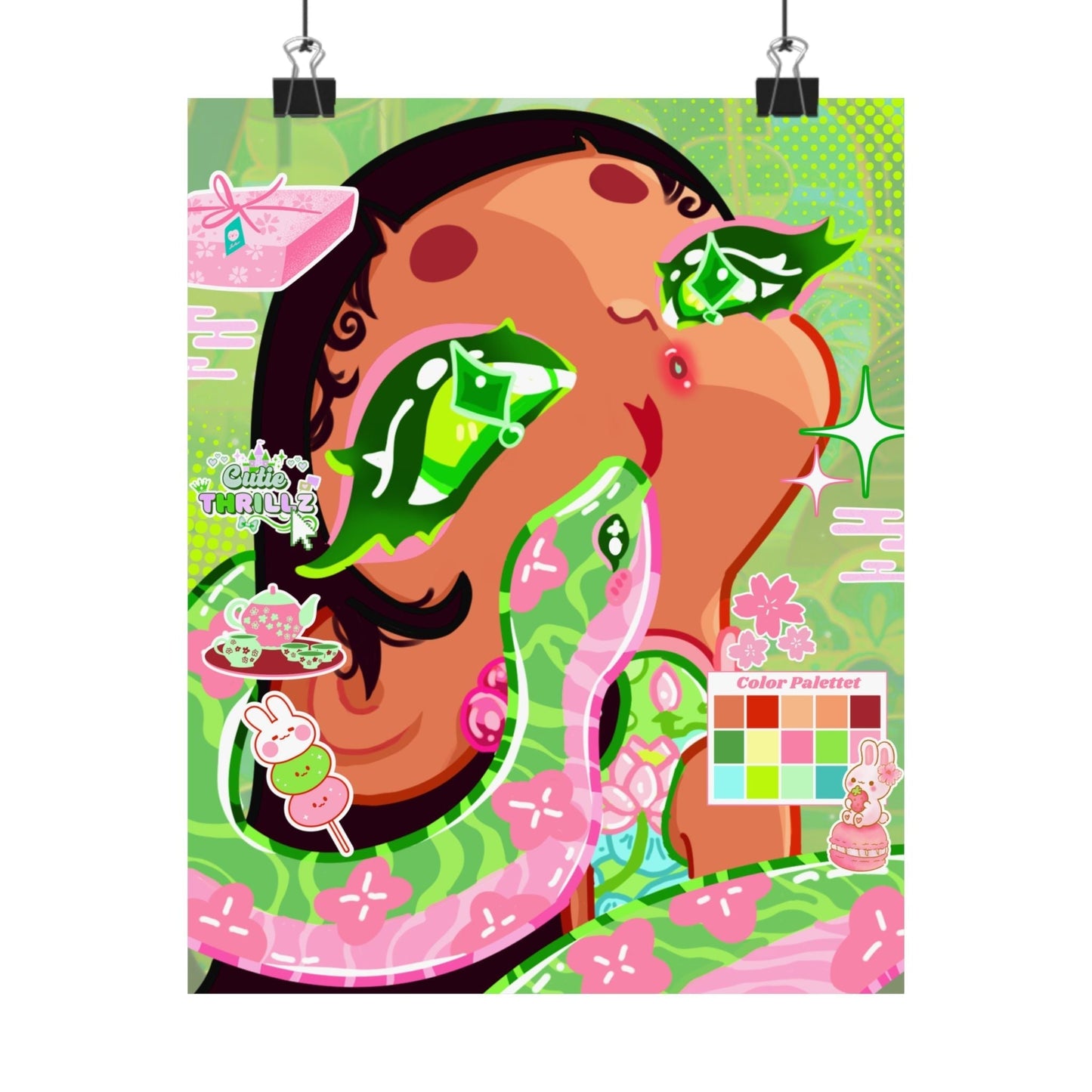 Anime Wall Art Poster - Handrawn Snake Girl Art