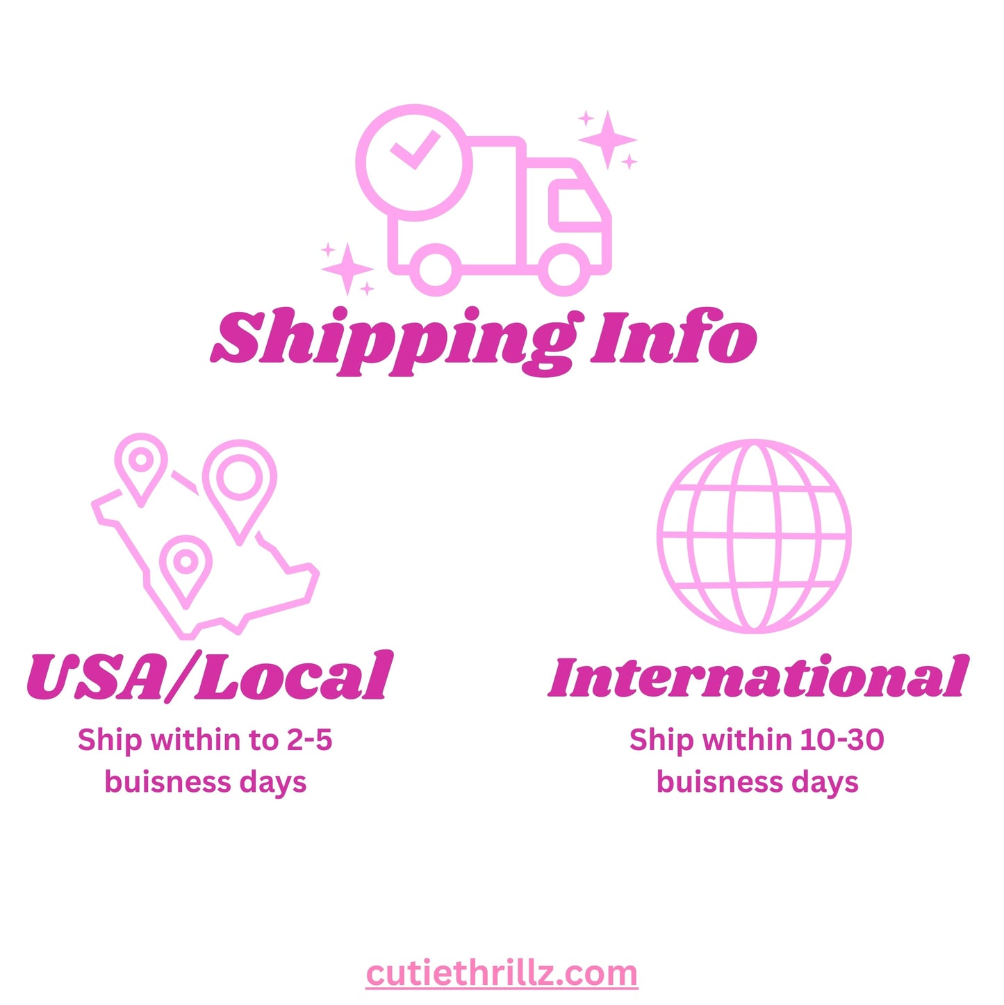 Shipping info for Waterproof Vinyl Decal Sticker - I Wasn't Built to Work, with delivery timelines for USA and international orders.