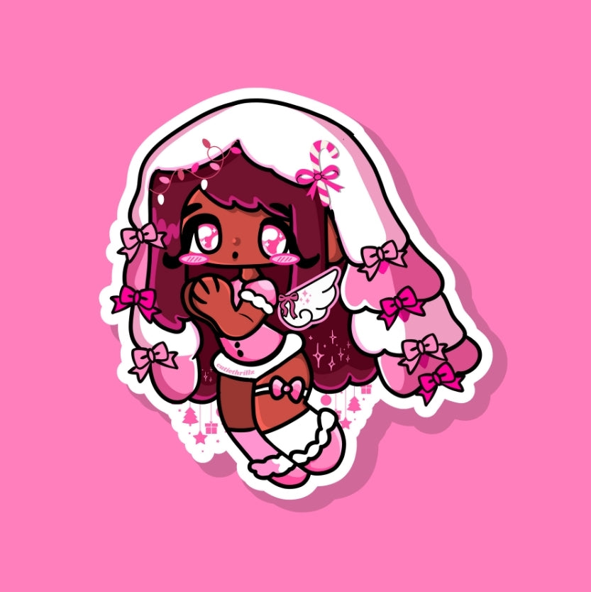 Pink angelic christmas sticker