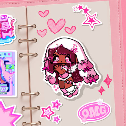 Pink angelic christmas sticker