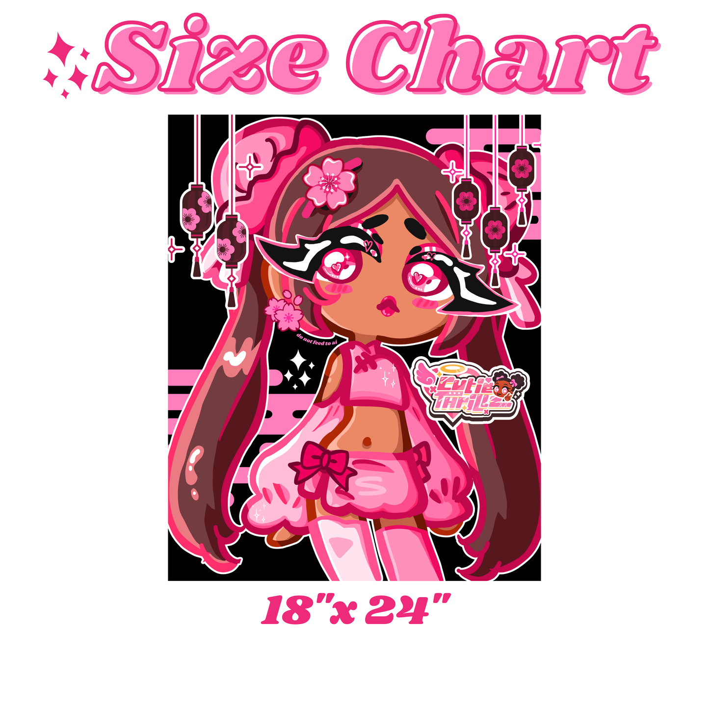 Cute pink girl art print poster