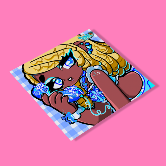 Kawaii Black Anime Girl Art Print