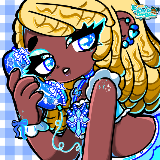 Kawaii Black Anime Girl Art Print