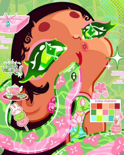 Anime Wall Art Poster - Handrawn Snake Girl Art