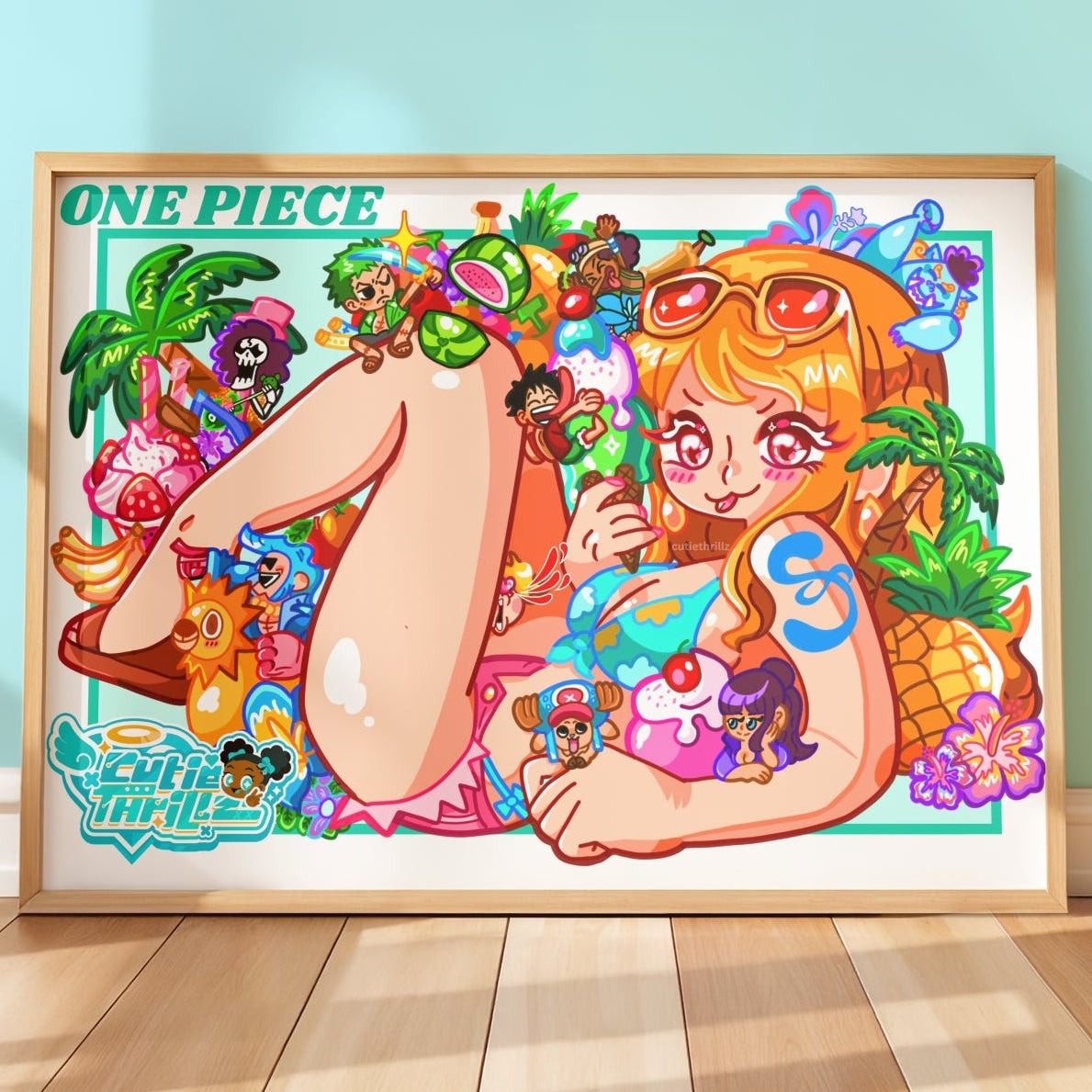 One piece Nami poster glossy wall art decor