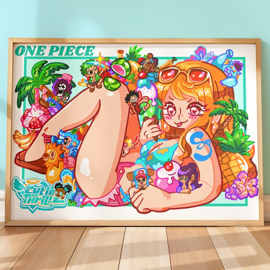 One piece Nami poster glossy wall art decor