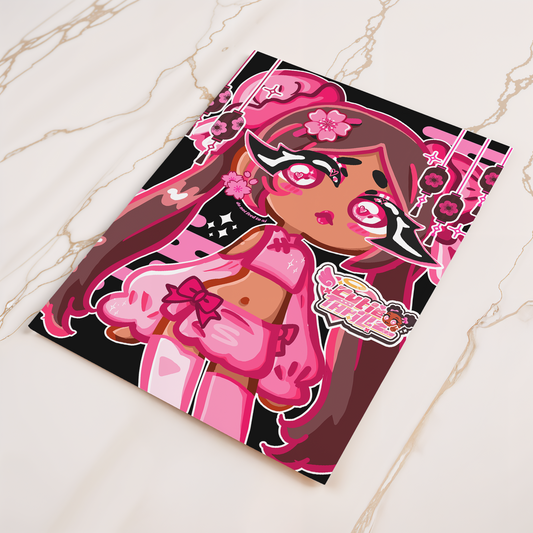 Cute pink girl art print poster